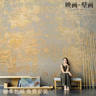 北欧手绘复古金色斑点抽象涂鸦轻奢壁纸客厅电视背景墙纸无缝壁画
