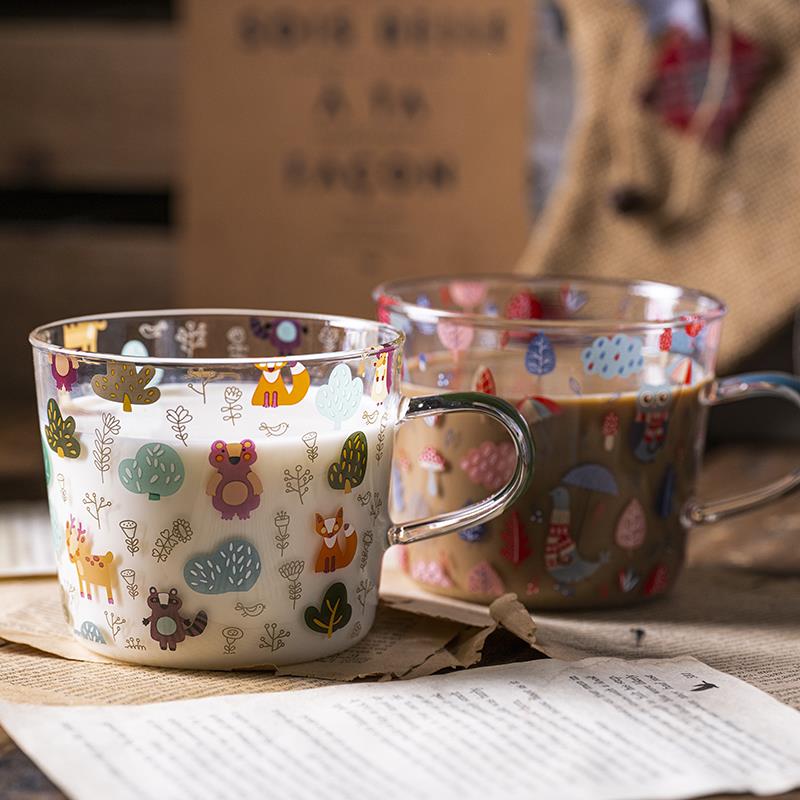 高颜值玻璃杯ins风 有刻度的杯子早餐燕麦杯网红水杯带把手耐高温