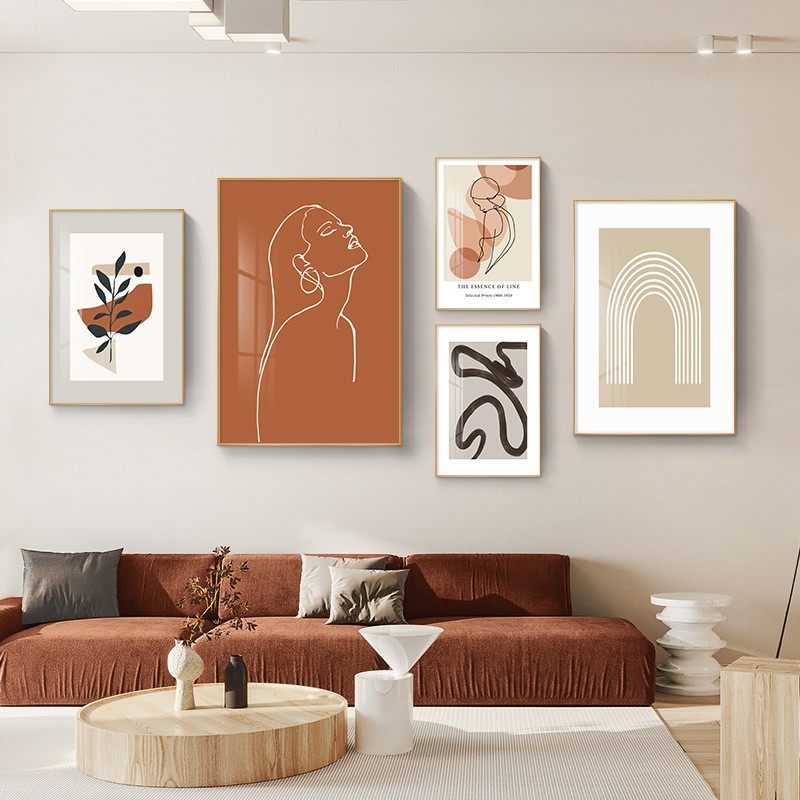 现代简约抽象挂画高级感创意沙发背景墙五联组合壁画客厅装饰画,家居饰品,现代装饰画,淘宝优惠券,粉丝福利购,淘宝优惠卷