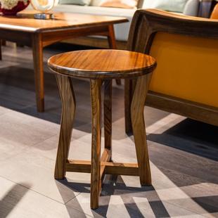 中式实木圆凳家用乌金木板凳茶几餐桌凳简约梳妆客厅小坐凳子北欧