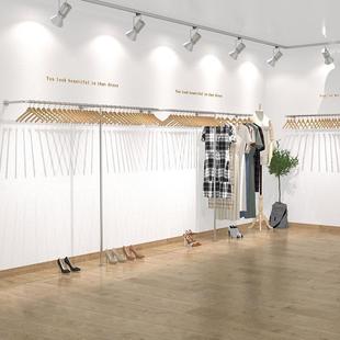 服装店展示架上墙立柱壁挂衣架网红女装店挂衣杆不锈钢货架子侧挂