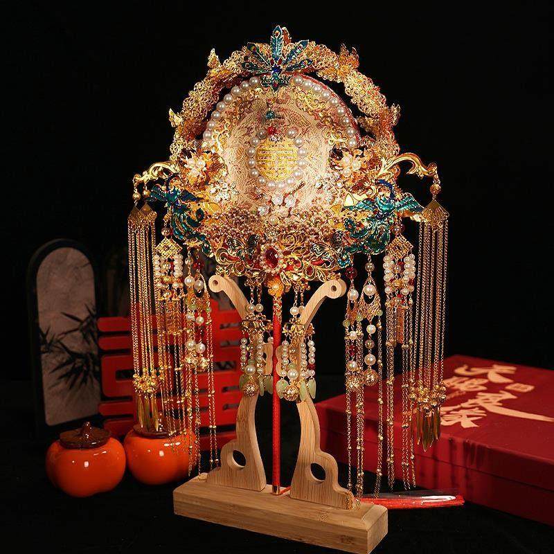 双面双色重工中式团扇新娘结婚喜扇diy材料包手工婚礼秀禾喜扇子,家居饰品,工艺扇/团扇/喜扇/折扇,淘宝优惠券,粉丝福利购,淘宝优惠卷