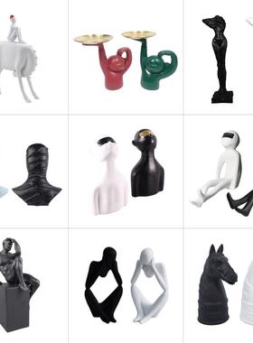 北欧风格简约样板间儿童房人物动物抽象雕塑摆件艺术软装饰工艺品