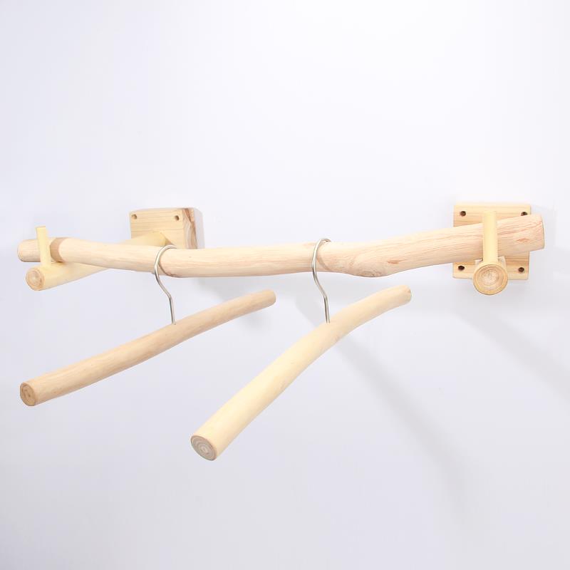 创意服装店展示架上墙固定支架女装壁挂衣架陈列架实木原木挂衣杆