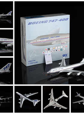 SQ WINGS L2131 波音原厂 B747-400 N401PW 合金客飞机模型1/200