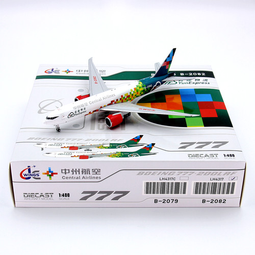 JC Wings LH4317 中州航空 波音B777F B-2082 货运飞机模型1/400