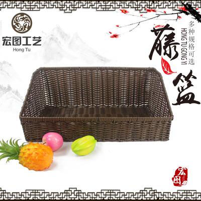 仿藤筐梯形藤编篮超市陈列道具篮商超展示篮水果篮