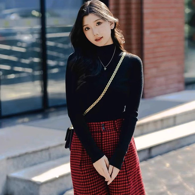 阿玛施羊毛打底针织衫女毛衣内搭