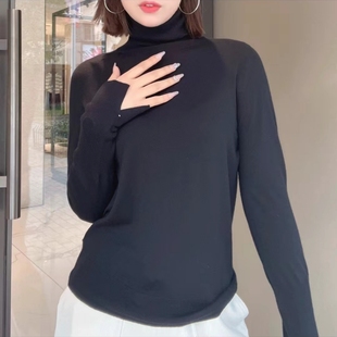 商场同款阿玛施女装2025秋季新款羊毛高领毛衣薄款打底针织衫上衣