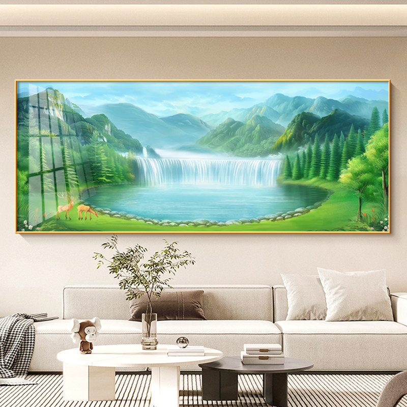 聚宝盆山水画新中式国画山水风景中堂挂画2025新款旭日东升装饰画
