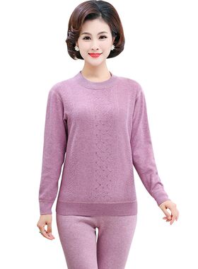中老年保暖衣女加厚加绒套装妈妈款中年老人老年人女士保暖内衣冬