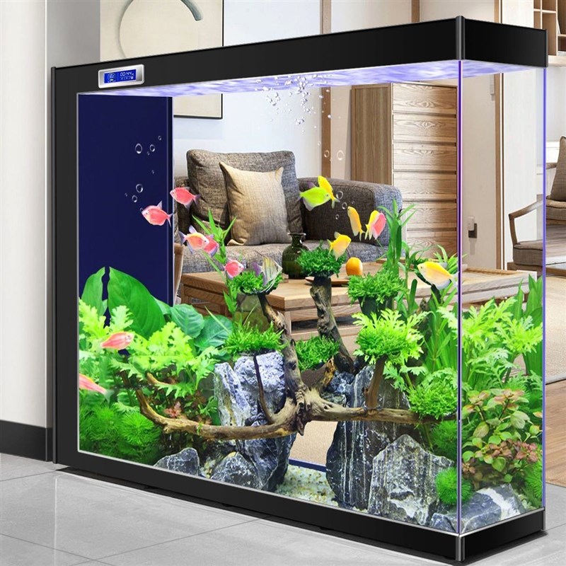 新款鱼缸屏风隔断玻璃落地懒人轻松一键排水家用客厅水族箱