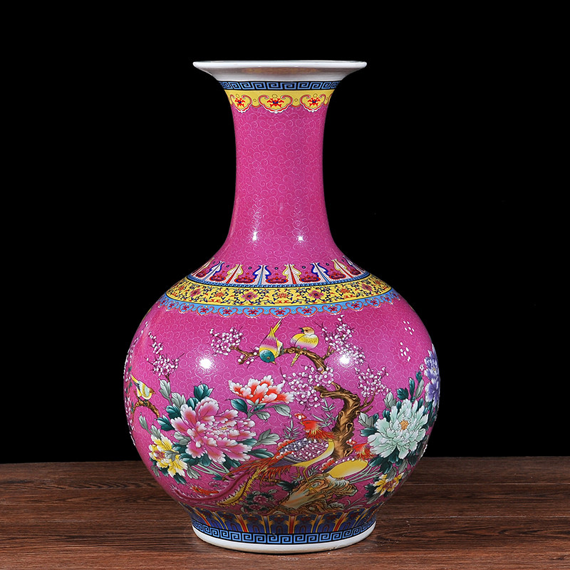 景德镇陶瓷器落地大花瓶台面花瓶花插现代中式客厅电视柜装饰摆件