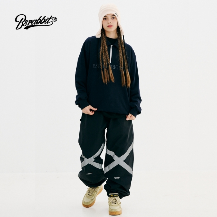 BSRABBIT反光条慢跑裤滑雪裤男女