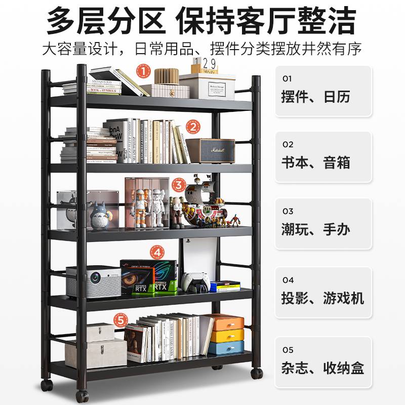 货架置物架多层家用收纳架子客厅整理书架落地储物柜分层架零食架