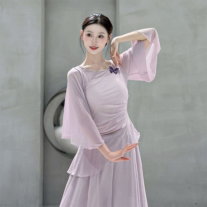 古典舞飘逸纱衣身韵飞袖蝴蝶舞蹈练功服中国舞现代舞形体训练上衣