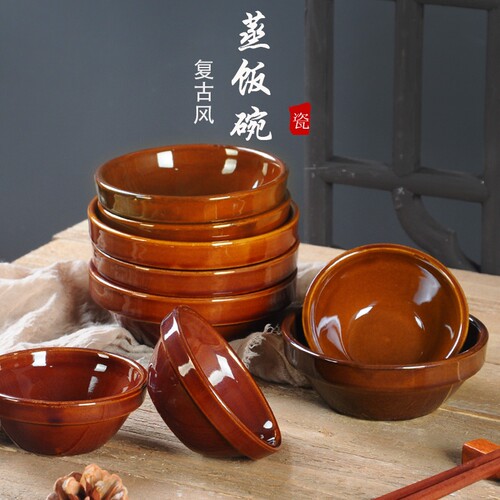 土陶碗酒碗粗陶蒸菜碗陶瓷蒸饭碗商用米饭家用蒸蛋紫砂钵仔碗复古