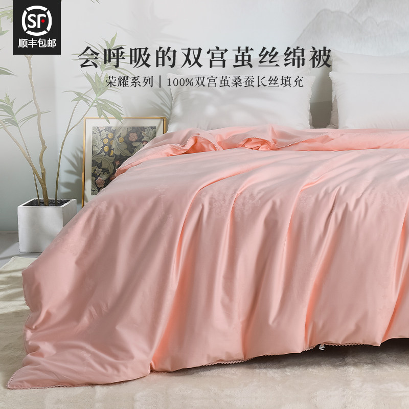 臻丝逸双宫茧桑蚕丝被100%真丝填充会呼吸夏凉被春夏被桑蚕长丝