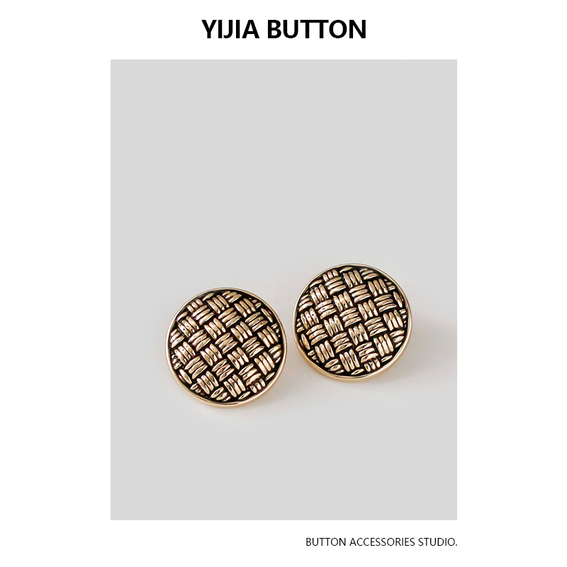 复古编织状圆形金属纽扣 高档DIY替换扣子西服外套羊毛大衣装饰扣