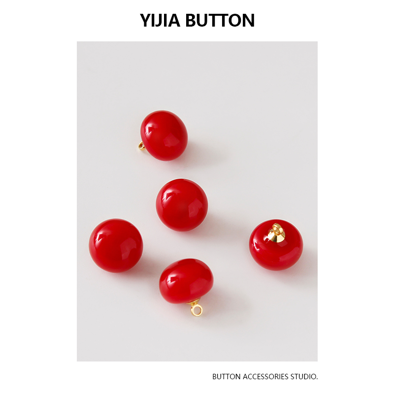 樱桃红色馒头仿珍珠纽扣 高端亚克力衬衫上衣汉服雪纺衫装饰扣子