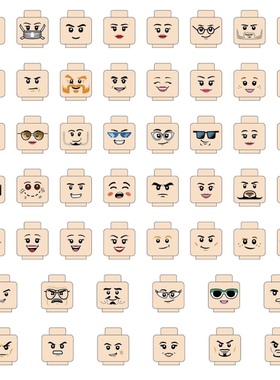 56个积木人仔表情兼容乐高3626玩具头像笑脸带眼镜印刷小颗粒头部