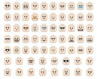 56个积木人仔表情兼容乐高3626玩具头像笑脸带眼镜印刷小颗粒头部