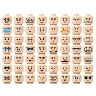 兼容乐高积木人仔头随机56个表情头部表情配件公仔头玩具3626现货