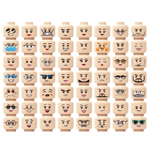 兼容乐高积木人仔头随机56个表情头部表情配件公仔头玩具3626现货