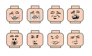 兼容乐高积木人头尔康网络流行人仔头部表情印刷零配件小岳岳搞怪