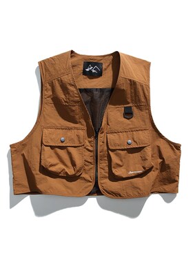TMOR夏季新品户外机能山系纯色工装马甲日系复古百搭无袖机能背心
