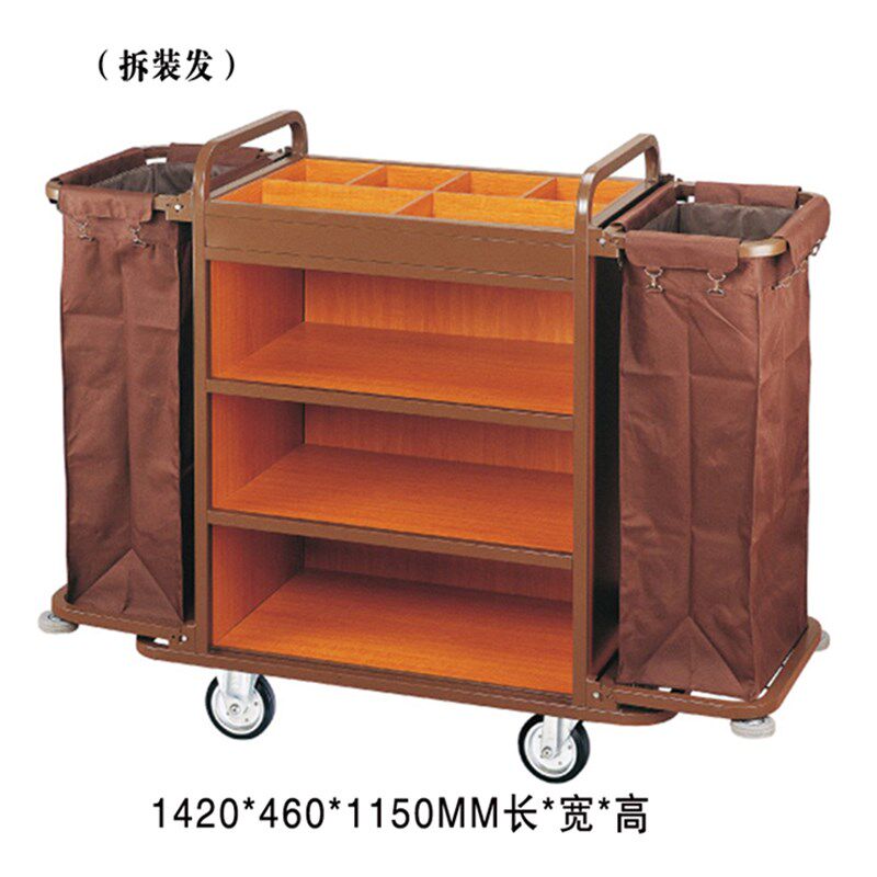 酒店布草车宾馆客房服务车不锈钢推车双边房口车清洁保洁车工作车