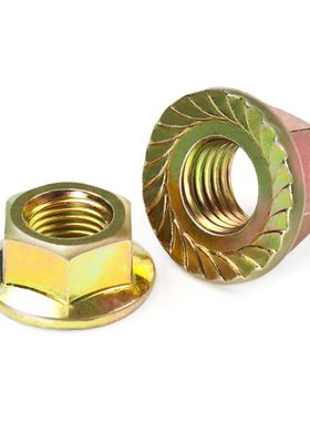 黑色防滑法兰螺母镀镍彩锌六角法兰面带齿锁紧螺帽M3M4QM6M8M10M1