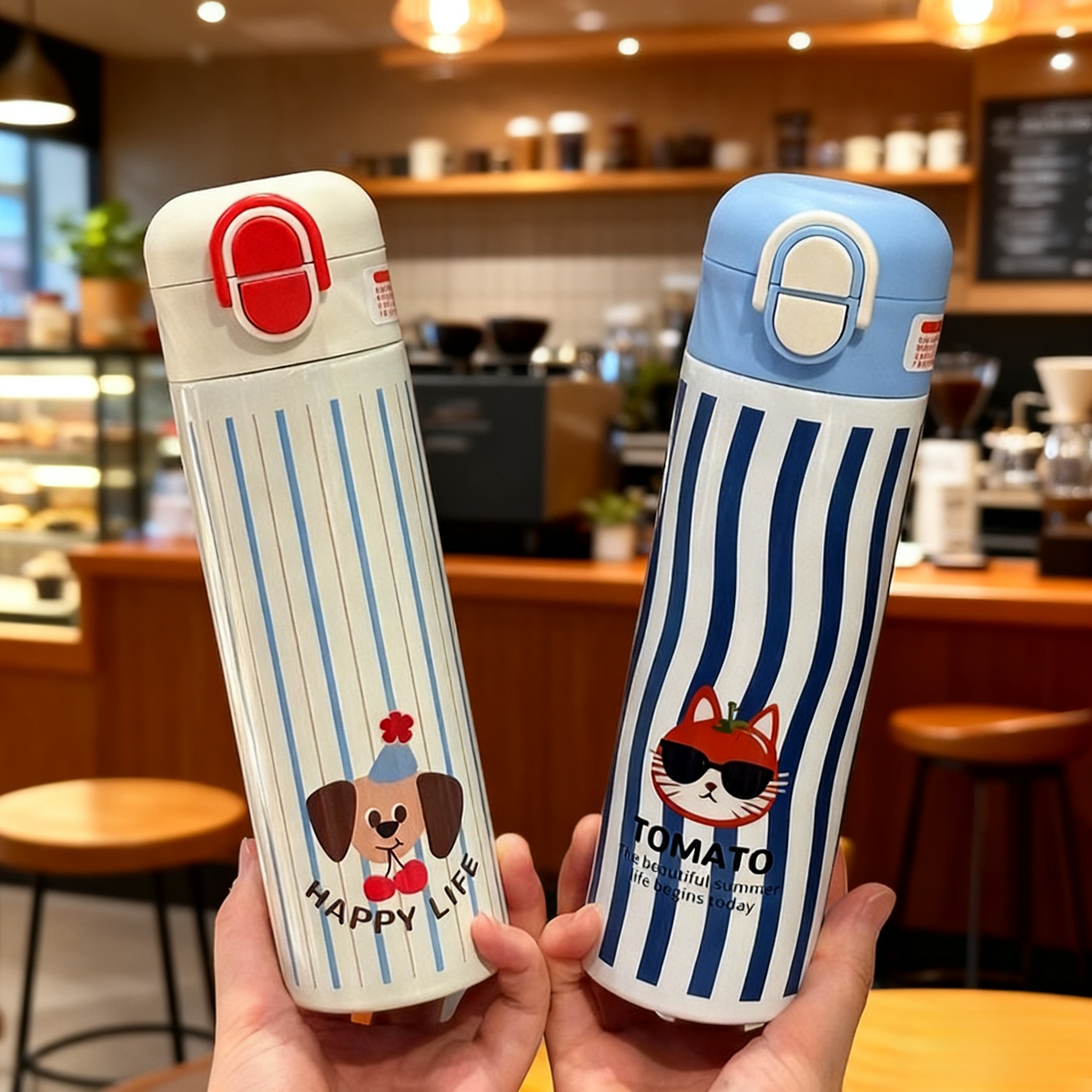 新款儿童316不锈钢双饮保温杯带