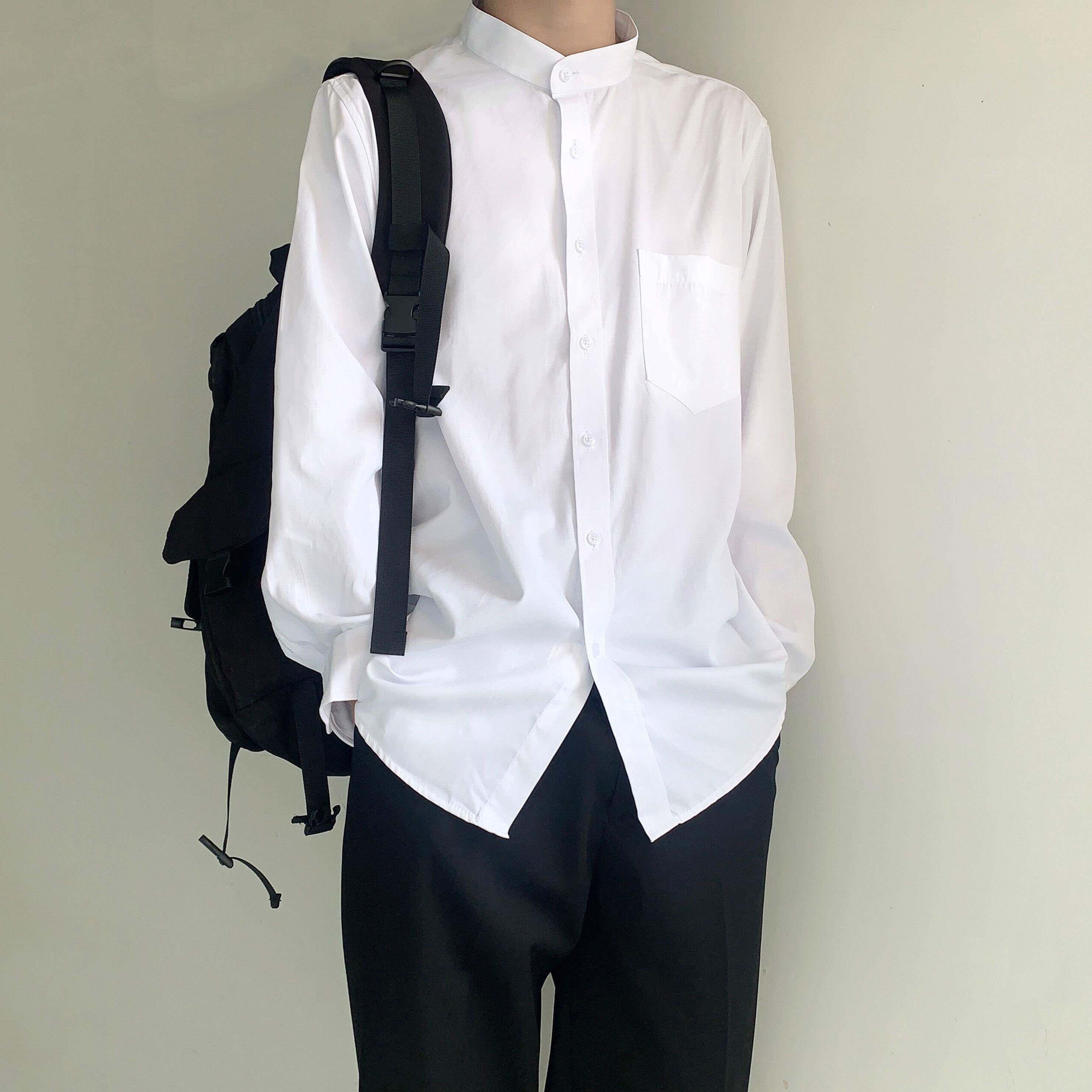 木村叔dk立领白色衬衫男长袖日系制服夏季内搭诘襟女生jk衬衫短袖