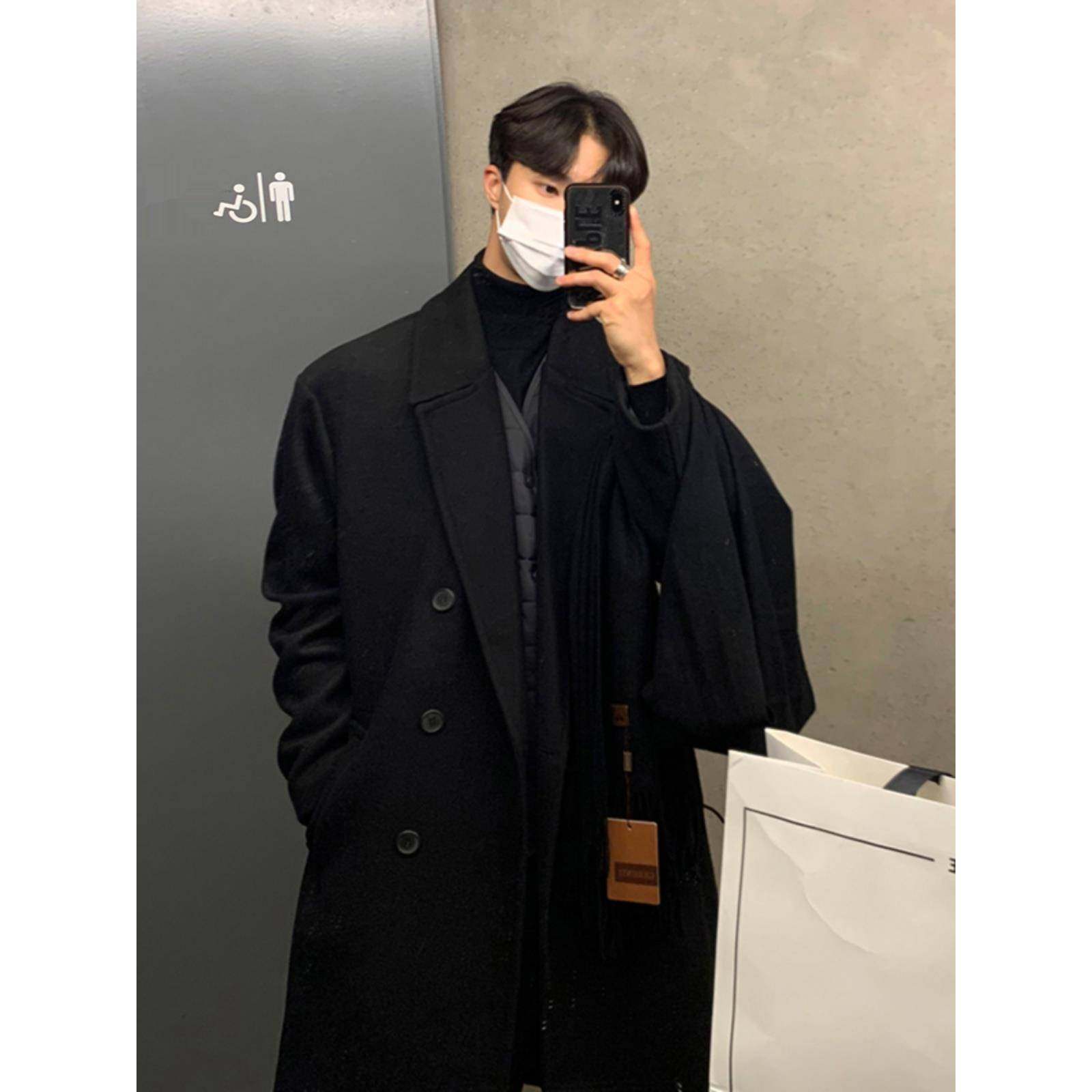 大衣长730男中款秋冬季羊加厚呢子过绒膝男士风衣男生韩版毛呢非