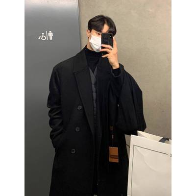大衣长730男中款秋冬季羊加厚呢子过绒膝男士风衣男生韩版毛呢非