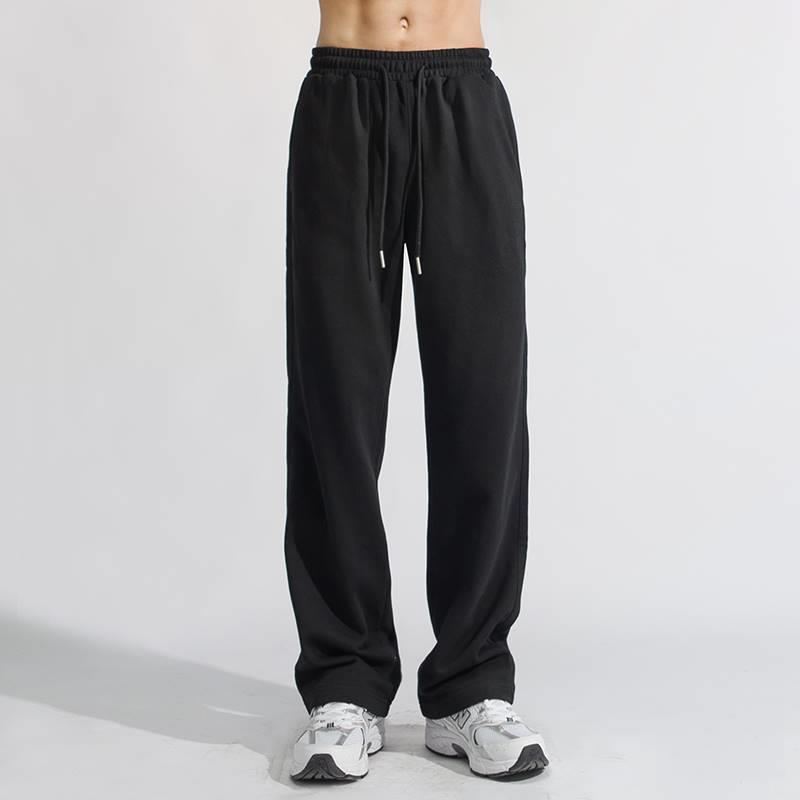 XHH 春秋季针织运动裤男美式宽松休闲黑色直筒裤百搭男生裤子夏款