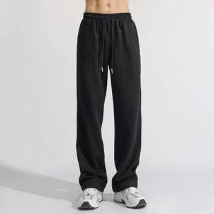 XHH 春秋季针织运动裤男美式宽松休闲黑色直筒裤百搭男生裤子夏款