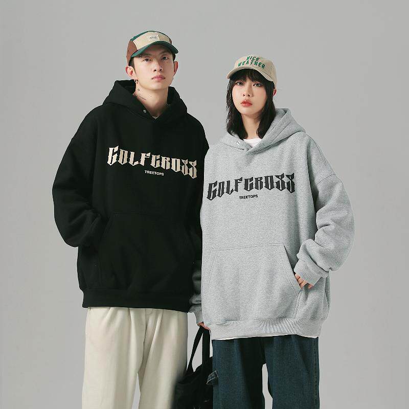 林小宅主理男女同款春季薄款套头潮牌字母宽松连帽卫衣