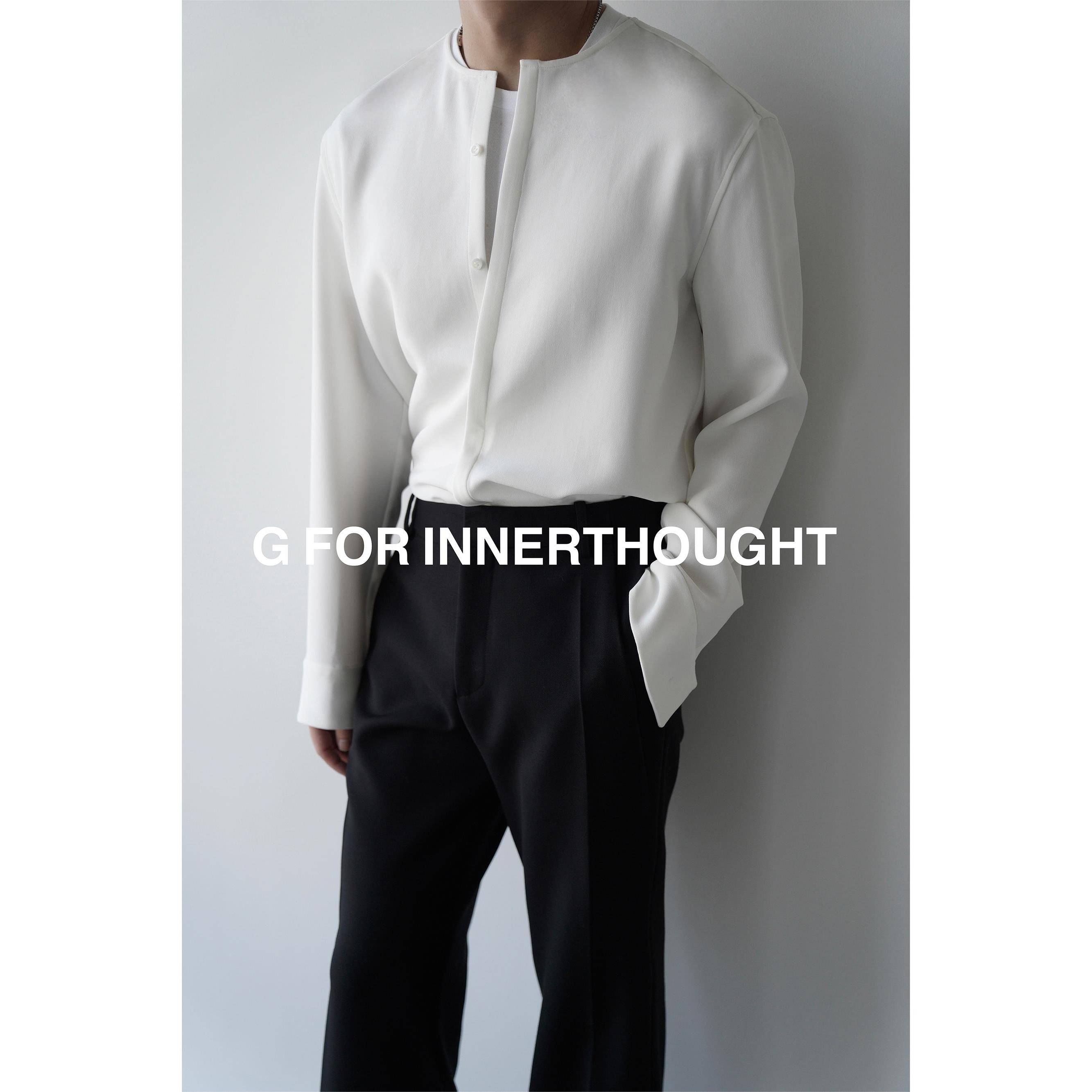 G FOR INNERTHOUGHT|2024AW砂爽质感极简氛围感弹力无领衬衫男