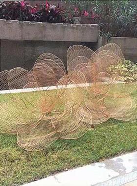 户外铁艺镂空荷花不锈钢莲花雕塑草坪水景落地庭院花朵摆件装饰