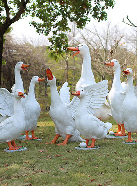 户外鸭子摆件玻璃钢大型仿真动物家禽模型番鸭麻鸭雕塑店门口装饰