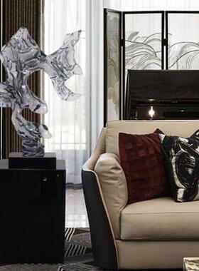 客厅玄关抽象雕塑摆件透明树脂工艺品酒店前台样板间装置艺术品