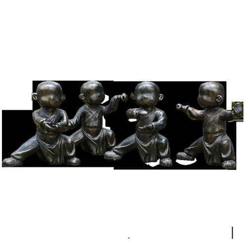 户外打太极抽象人物摆件玻璃钢运动功夫小和尚雕塑公园地产装饰品