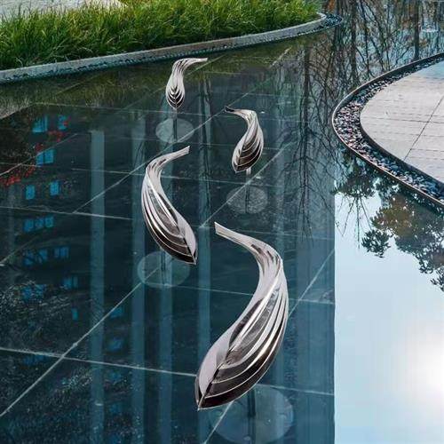 不锈钢小鱼雕塑荷叶摆件小动物仿真雕塑水池装饰水景墙面挂饰定制,家居饰品,户外/庭院摆件,淘宝优惠券,粉丝福利购,淘宝优惠卷