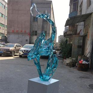 现代轻奢高端铂晶透明树脂浪花摆件雕塑酒店会所大型落地家居镂空