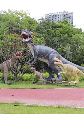 户外仿真恐龙雕塑大型动物园林景观卡通装饰商场游乐场玻璃钢摆件