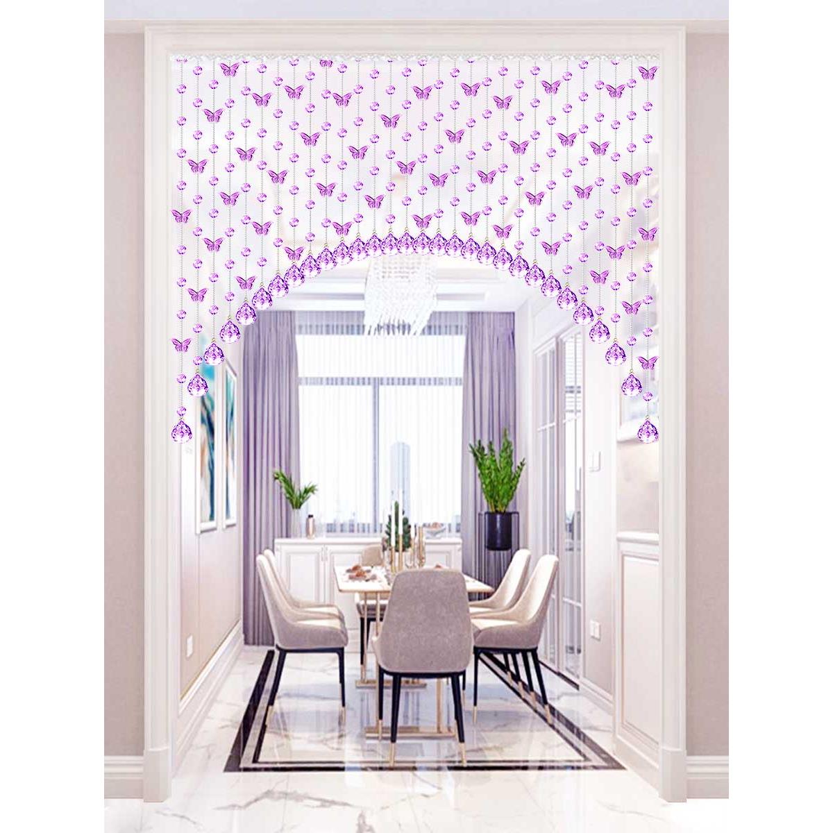 水晶珠帘隔断帘蝴蝶玄关装饰门帘客厅卫生间卧室免打孔风水不缠绕