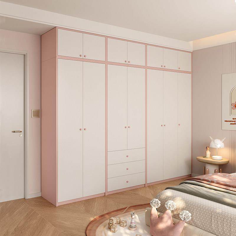 儿童房衣柜卧室家用女孩粉色整墙到顶实木衣橱收纳柜子平开门定制,住宅家具,独立衣柜,淘宝优惠券,粉丝福利购,淘宝优惠卷