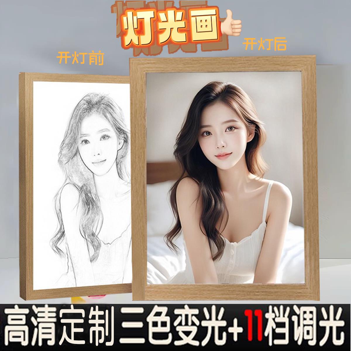照片定制灯光画毕业生日礼物动漫相框装饰画摆件发光画床头小夜灯图片